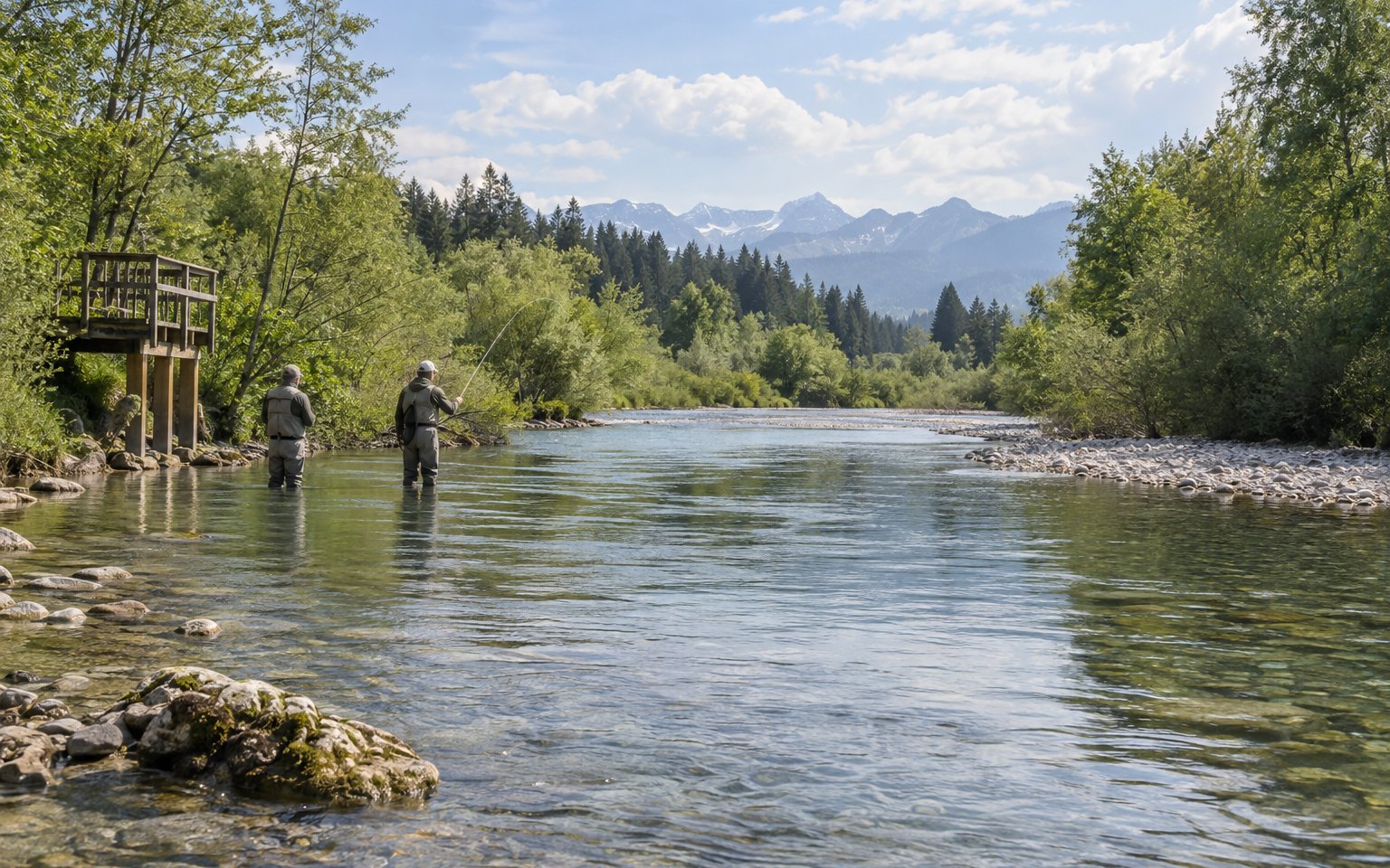 Vereinsgewässer im Allgäu an einem Sommertag