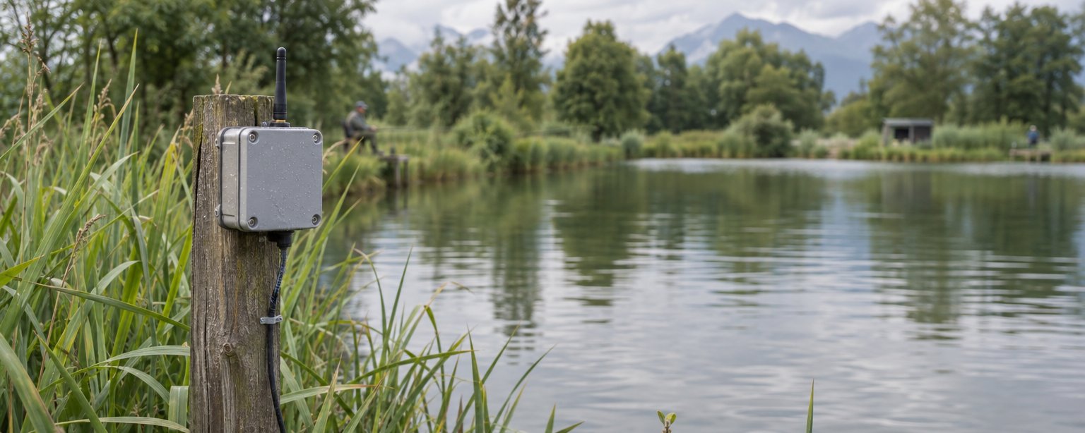 Funksensor für die Wassertemperatur an einem Vereinsweiher